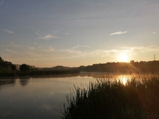 sunset over the river
