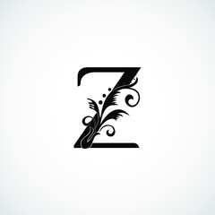Classy Elegant Z Letter Black Flourish Shape Logo