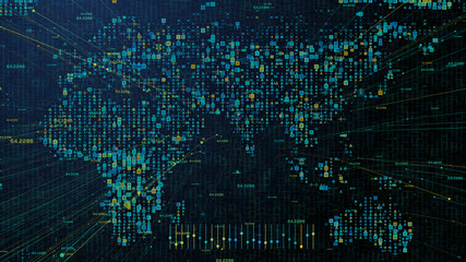 Obraz premium Virtual world map, infographics screen.
