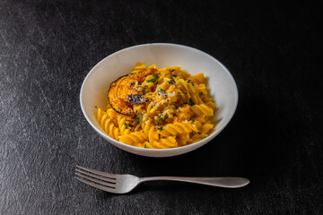 クリームソースのパスタ　Homemade pumpkin cream sauce pasta