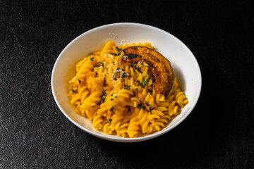 クリームソースのパスタ　Homemade pumpkin cream sauce pasta
