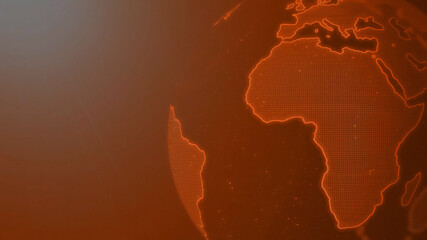 Right side Worlds map on globe illustration in hot orange theme with some great lighting and glowing effect