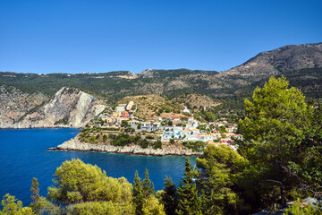 Peninsula with the city of Assos  on the island of Kefalonia