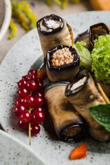 many beautiful dishes and salads for the buffet