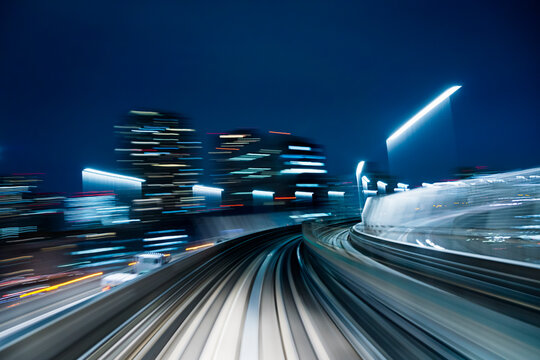 Speed and motion in illuminated big city