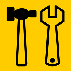 Tools icon on yellow background.