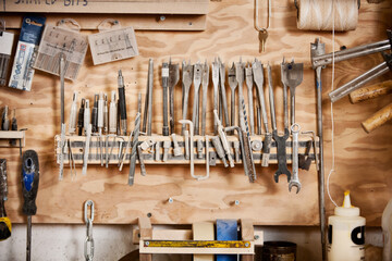 Woodworking: Rack Of Woodworking Tools