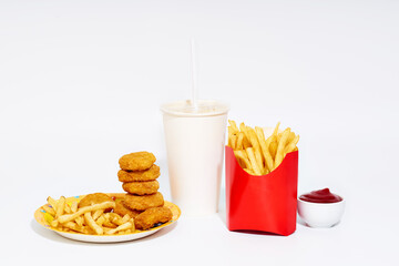 Junk food isolated on white background