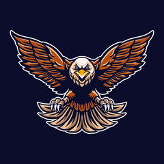 eagle fly vector illustration isolated on dark background