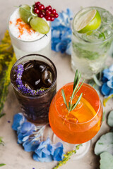 bright summer cocktail with ice