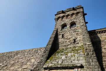 The tower of the Derwent Dam, Peak District, Derbyshire, UK
