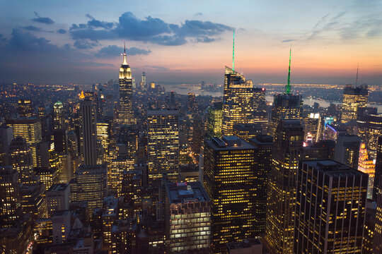 Night in Manhattan, New York city