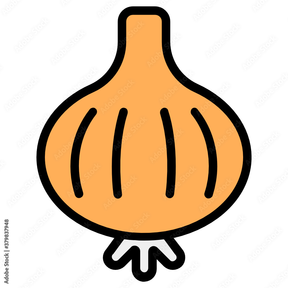 Sticker garlic vector, natural food ingredient in flat icon