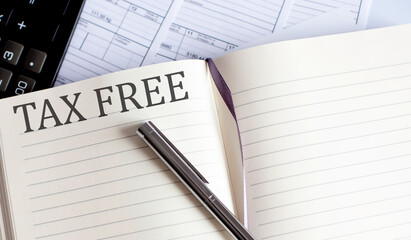 Notebook with Toolls and Notes about TAX FREE