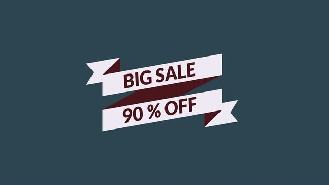 big sale 90% off motion graphic video with alpha channel transparent background. sale promotion, advertising, marketing, website. Royalty-free Stock 4K Footage.