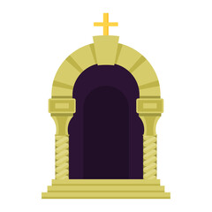 Old decrepit grave in a cemetery. Monsters, zombies, evil spirits.