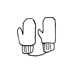 Mittens doodle set. Winter hand drawn clothes