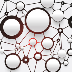 White spheres with connections with blue color, vector illustration