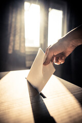 Conceptual image of a person voting during elections
