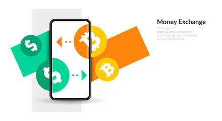 money exchange with phone concept illustration