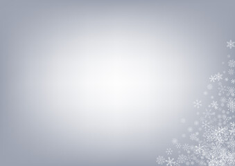Gray Snowflake Vector Gray Background. Winter 
