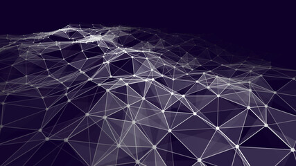 Abstract background dots and lines. Futuristic plexus dynamic wave. 3D rendering
