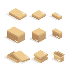 Cardboard boxes or packaging paper and shipping box. carton parcels and delivery packages pile, flat warehouse goods and cargo transportation. vector design illustration.