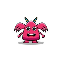 Cute Red Monster Vector Icon Illustration. Monster Mascot Cartoon Character. Flat Cartoon Style Suitable for Web Landing Page, Banner, Flyer, Sticker, Card