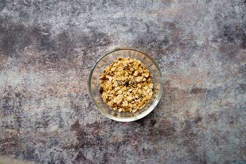 clear glass Bowl with granola