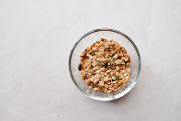 clear glass Bowl with granola