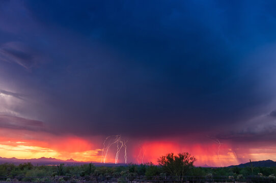 Lightning Storm At Sunset