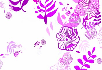 Light Purple, Pink vector natural background with leaves.