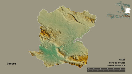Centre, department of Haiti, zoomed. Relief