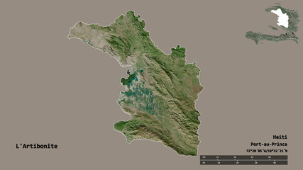 L'Artibonite, department of Haiti, zoomed. Satellite