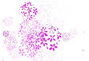 Light Pink, Blue vector doodle background with leaves.