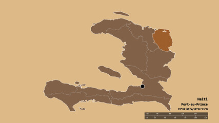 Location of Nord-Est, department of Haiti,. Pattern