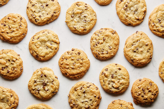 Chocolate chip cookies background.