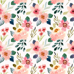 cute peach flower watercolor seamless pattern