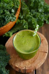 kale juice in a glass jar