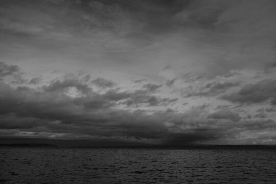 Black and white image of Bainbridge Island.