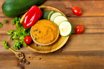 squash caviar on a wooden table
