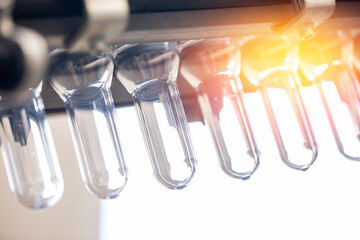 Preforms for making PET plastic bottles. Blank for production of containers for milk or beer. Line...