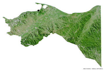 Colon, department of Honduras, on white. Satellite