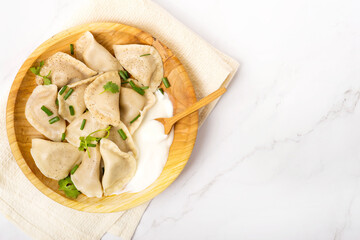dumplings on a white table
