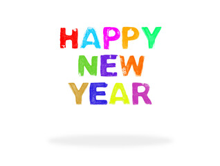 Bunter Stempel Text: Happy New Year - Frohes Neues Jahr