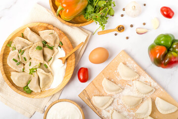 dumplings on a white table
