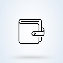 Wallet or money bag sign line icon or logo. Online payment concept. vector linear illustration.