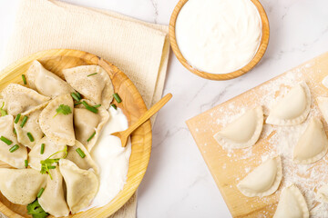 dumplings on a white table