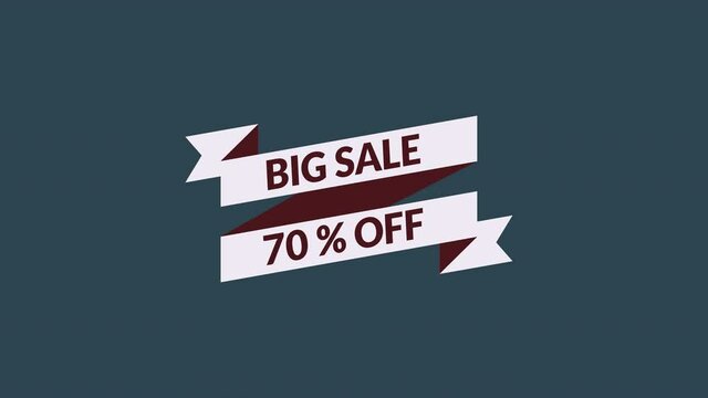 big sale 70% off motion graphic video with alpha channel transparent background. sale promotion, advertising, marketing, website. Royalty-free Stock 4K Footage.