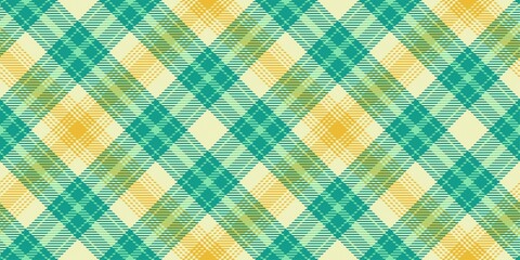 green sea on yellow colors diagonal tartan traditional clan ornament repeatable pattern, textile texture from plaid, tablecloths, shirts, clothes, dresses, bedding, blankets